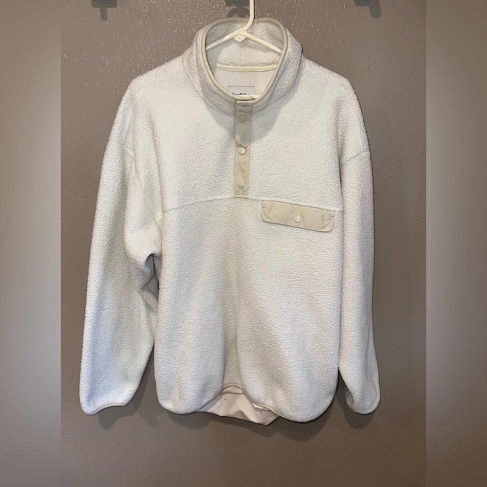 Goodfellow & Co White Sherpa Snap-Front Pullover